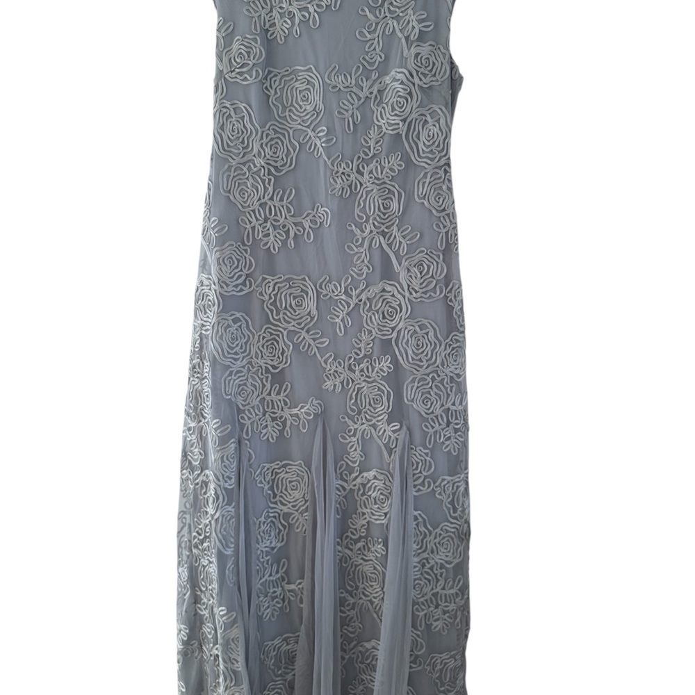 Onyx Nite Silver Sheath Maxi Dress Sleeveless Scoop Neck
